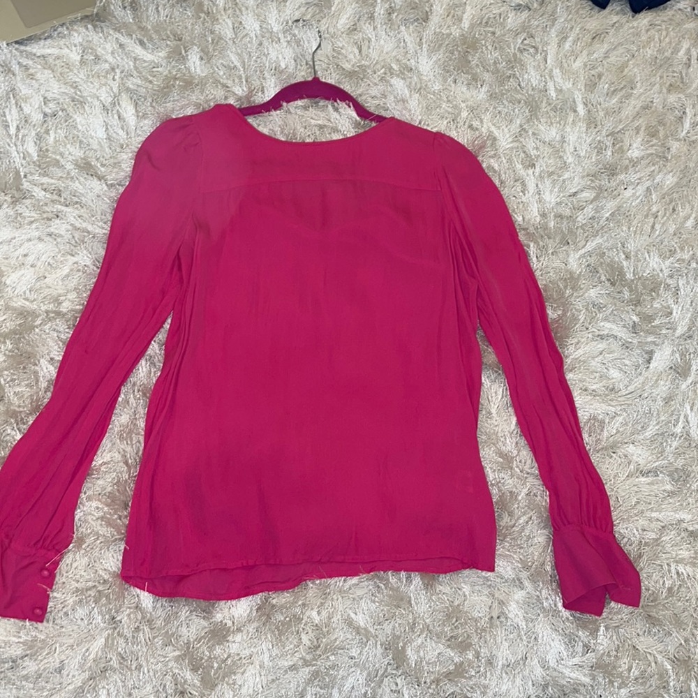 Hot pink long sleeve J. Crew boat neck blouse size 0